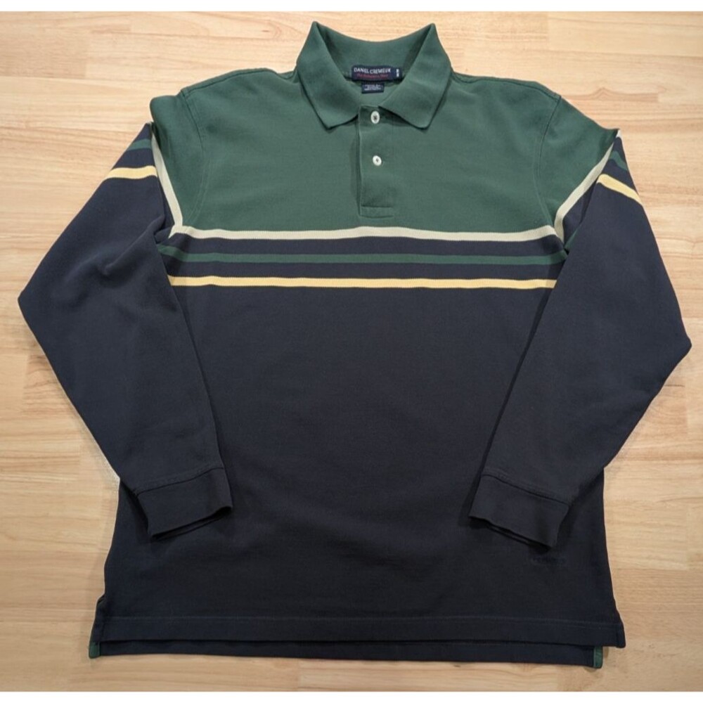 Daniel Cremieux Shirt Mens Medium M Long Sleeve Polo Colorblock Cotton Classic